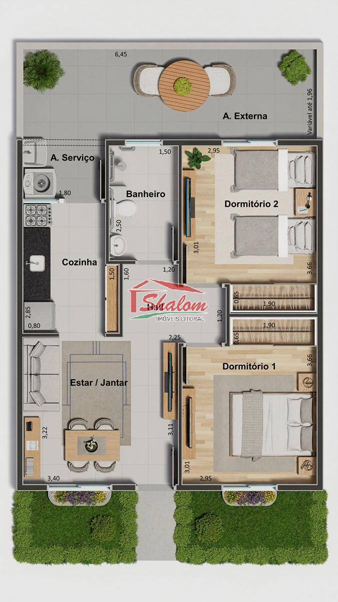 Casa, 2 quartos, 62 m² - Foto 8